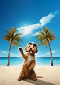 A Dog Waving Images outdoors vacation summer. 