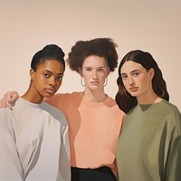 Young people painting portrait standing. AI generated Image by rawpixel.