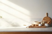 Minimal white marble kitchen countertop ceramic window. 