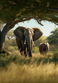 Wildlife documentary grassland elephant outdoors. 