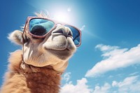 Camel wearing sunglasses livestock mammal animal. 