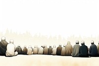 Muslim prayers crowd adult architecture panoramic. AI generated Image by rawpixel.