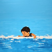 Kid swimming painting cartoon relaxation. 