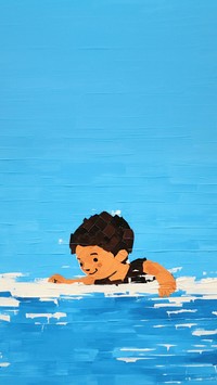 Kid swimming cartoon relaxation recreation. 