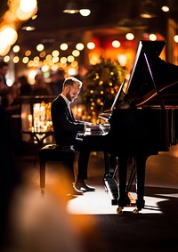 Man playing Piano keyboard musician pianist. 