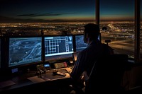 Air traffic controller computer working screen. 