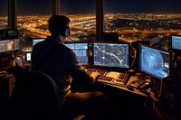 Air traffic controller computer working screen. 