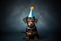 Dog wearing party hat portrait animal mammal. 