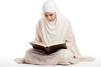 Reading quran sitting adult white. 