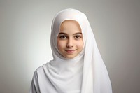 Muslim young girl portrait white smile. AI generated Image by rawpixel.