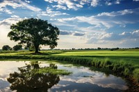 Landscape green sky tranquility. 