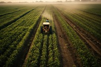 Tractor maneuvering field agriculture outdoors. 