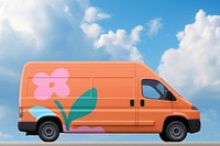 Cargo van mockup, realistic vehicle psd