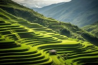 Terraced fields nature landscape outdoors. 