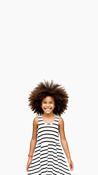 Black girl kid wearing summer dress portrait child smile. 