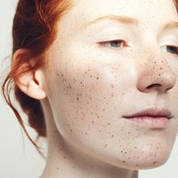 Freckle skin face hairstyle. 