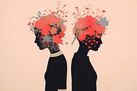 Cute couple art silhouette painting. AI generated Image by rawpixel.