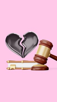 Divorce lawyer remix mobile wallpaper, 3D gavel and book illustration