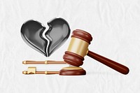 Divorce lawyer remix, 3D gavel and book illustration