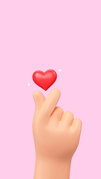 Mini heart hand iPhone wallpaper, 3D Valentine's celebration remix