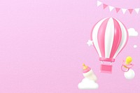 3D pink balloon background, baby's gender reveal remix