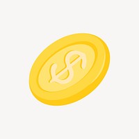 Dollar coin, aesthetic illustration, design resource