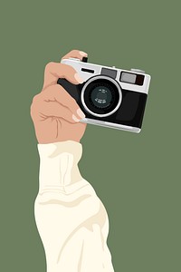 Holding camera, aesthetic illustration, design resource