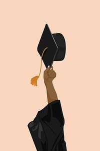 Graduation cap, aesthetic illustration vector