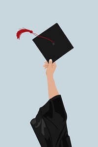 Graduation cap, aesthetic illustration vector