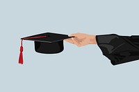 Graduation cap, aesthetic illustration vector