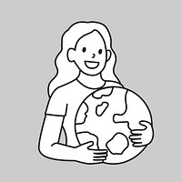 Woman save the planet line art vector