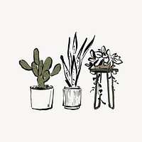 Cozy houseplants, aesthetic illustration design element 