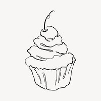 Cherry cupcake, aesthetic illustration design element 