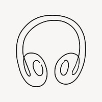 Wireless headphones, minimal line art illustration vector