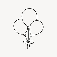 Birthday balloons, minimal line art illustration