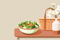 Healthy salad bowl, aesthetic illustration remix