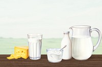 Dairy products background, food digital art