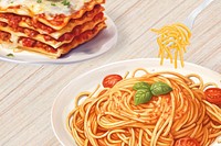 Spaghetti & lasagna, food digital art