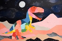 Colorful dinosaur landscape, creative paper craft collage