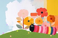 Colorful caterpillar, creative paper craft collage