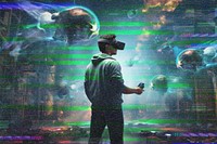 Man in VR, glitch design