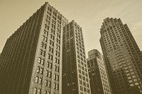 Skyscraper buildings with sepia effect