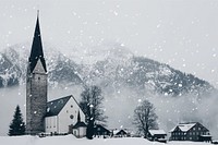 Town landscape with snow effect