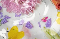 Flower petals, water ripple effect