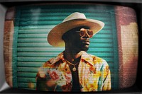 African man fashion with old TV effect