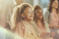 Happy little girl, light flare