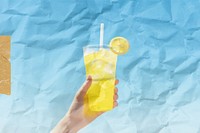Lemonade glass   with crumpled paper effect
