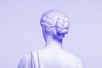 Greek Goddess statue with blue risograph effect