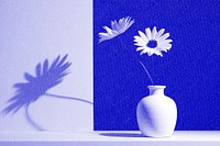 Flower vase with blue risograph effect