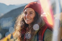 Tourist woman  image with bokeh effect